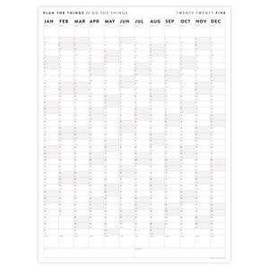 PRINTABLE VERTICAL 2025 WALL CALENDAR WITH GRAY / GREY WEEKENDS - INSTANT DOWNLOAD