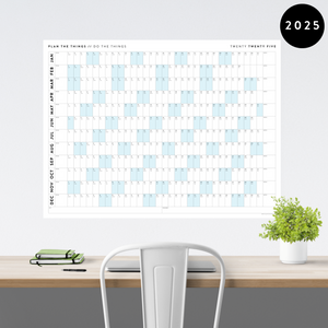 GIANT 2025 ANNUAL WALL CALENDAR | HORIZONTAL WITH BLUE WEEKENDS