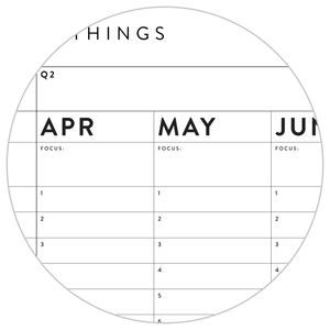 PRINTABLE UNDATED PERPETUAL ANNUAL + QUARTERLY PLANNING WALL CALENDAR (HORIZONTAL / B+W) - INSTANT DOWNLOAD