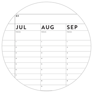 PRINTABLE UNDATED PERPETUAL ANNUAL + QUARTERLY PLANNING WALL CALENDAR (HORIZONTAL / B+W) - INSTANT DOWNLOAD
