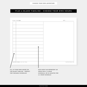 Daily Simple Schedule with Vertical Timeline - Undated Printable Planner Inserts (A4 + US Letter)