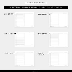 Daily Simple Schedule with Vertical Timeline - Undated Printable Planner Inserts (A4 + US Letter)