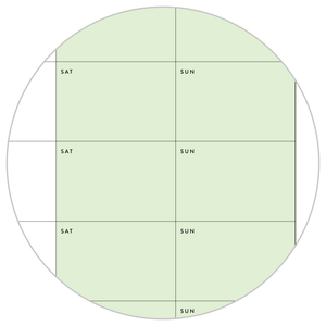 PRINTABLE UNDATED QUARTERLY WALL CALENDAR - MONDAY START - GREEN WEEKENDS - INSTANT DOWNLOAD