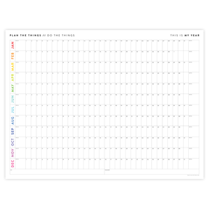 PRINTABLE UNDATED PERPETUAL WALL CALENDAR / BIRTHDAY CALENDAR (HORIZONTAL / RAINBOW) - INSTANT DOWNLOAD