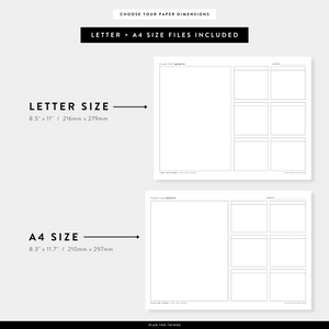 Monthly Planning Braindump Printable Planner Inserts (A4 + US Letter)