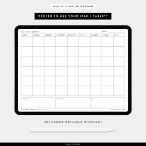Monthly Focus + Notes - Undated Printable Planner Inserts (A4 + US Letter)