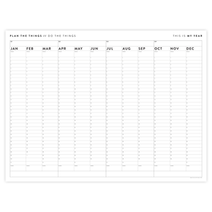 UNDATED PERPETUAL / FOREVER WALL CALENDAR - ANNUAL + QUARTERLY PLANNING (B+W)