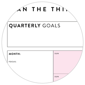 PRINTABLE UNDATED QUARTERLY WALL CALENDAR - SUNDAY START - PINK WEEKENDS - INSTANT DOWNLOAD