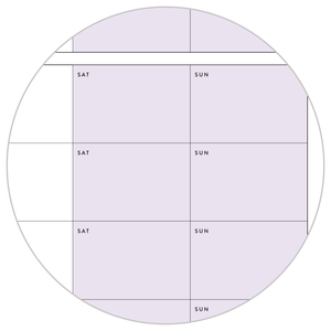 PRINTABLE UNDATED QUARTERLY WALL CALENDAR - MONDAY START - PURPLE WEEKENDS - INSTANT DOWNLOAD