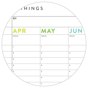 UNDATED PERPETUAL / FOREVER WALL CALENDAR - ANNUAL + QUARTERLY PLANNING