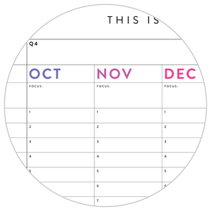 PRINTABLE UNDATED PERPETUAL ANNUAL + QUARTERLY PLANNING WALL CALENDAR (HORIZONTAL / SIMPLE RAINBOW) - INSTANT DOWNLOAD