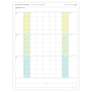 PRINTABLE UNDATED QUARTERLY WALL CALENDAR BUNDLE - SUNDAY START - RAINBOW WEEKENDS - INSTANT DOWNLOAD
