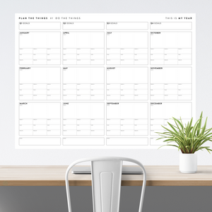 PRINTABLE UNDATED FOCUS AND GOALS ANNUAL WALL PLANNER - INSTANT DOWNLOAD