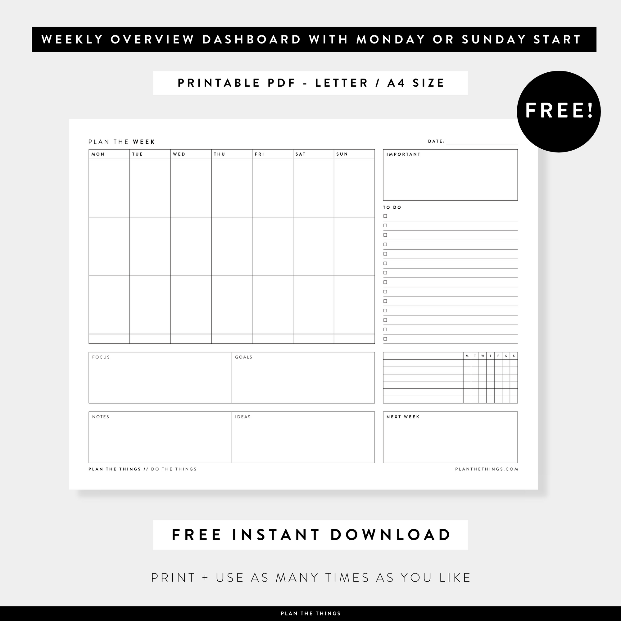 OVERWHELMED BY YOUR WEEK BEFORE IT EVEN BEGINS? YOU NEED THIS FREE WEEKLY OVERVIEW PLANNER PRINTABLE