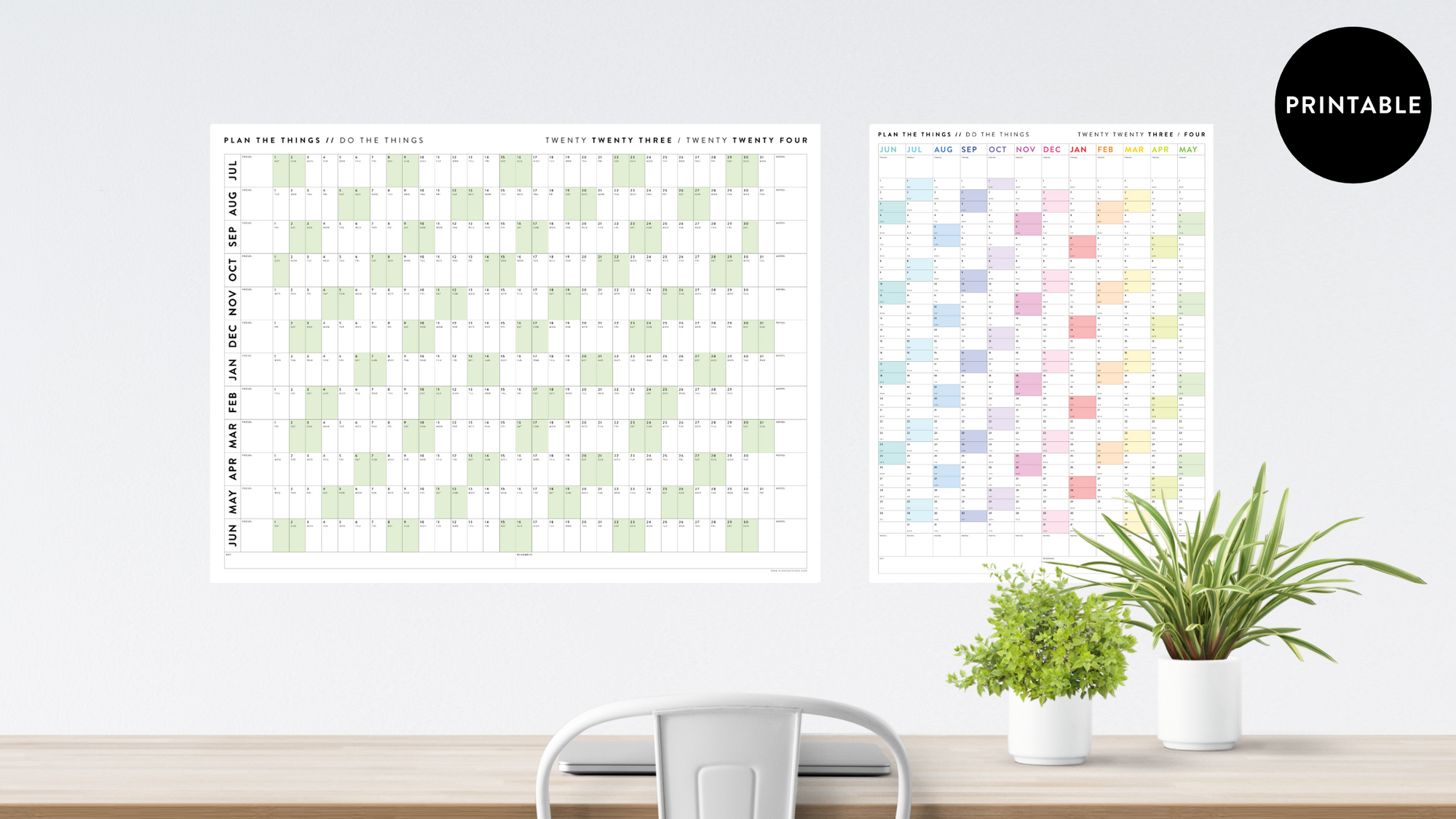PRINTABLE ACADEMIC / MID-YEAR WALL CALENDARS // INSTANT DOWNLOAD