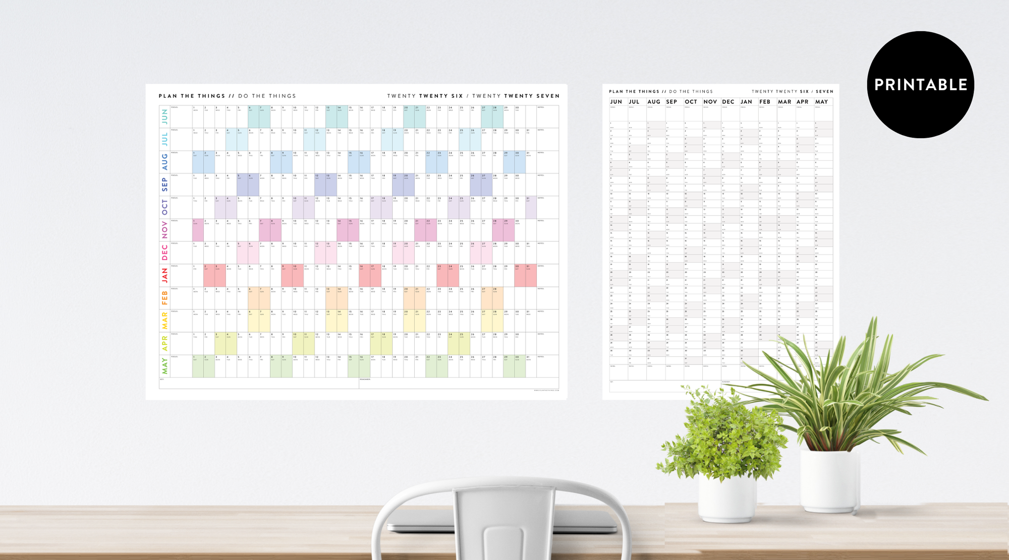 PRINTABLE ACADEMIC / MID-YEAR WALL CALENDARS // INSTANT DOWNLOAD - Plan The Things PRINTABLE ACADEMIC / MID-YEAR WALL CALENDARS // INSTANT DOWNLOAD - Plan The Things