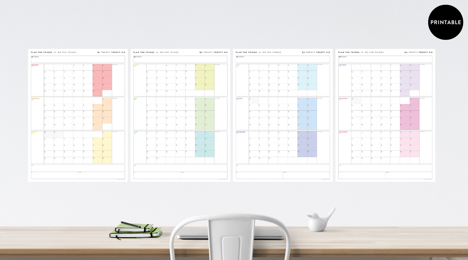 PRINTABLE WALL CALENDARS // INSTANT DOWNLOAD - Plan The Things printable-wall-calendars-instant-download-plan-the-things