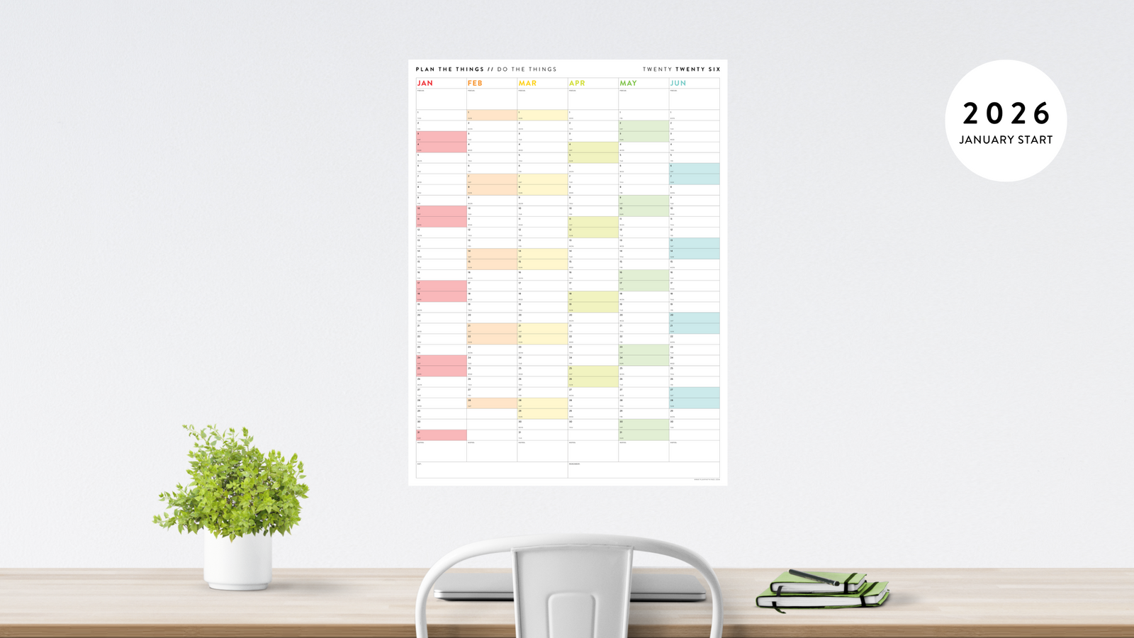 2026 SIX MONTH CALENDARS | JANUARY - JUNE