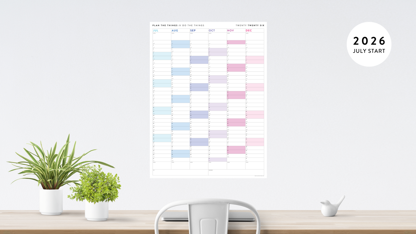 2026 SIX MONTH CALENDARS | JULY - DECEMBER