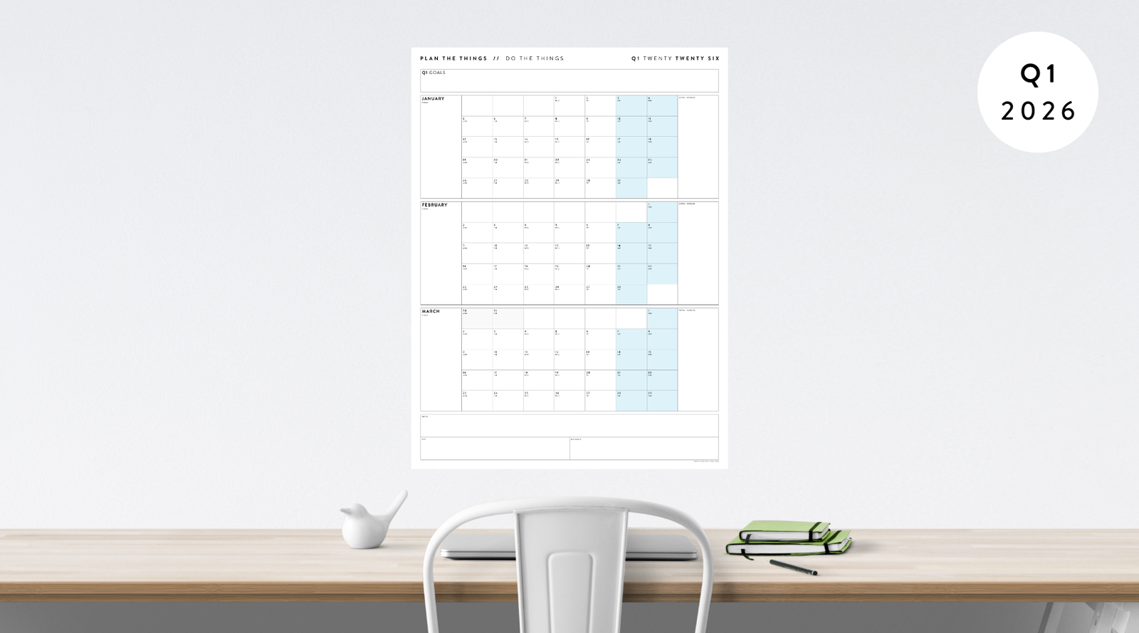 2026 QUARTERLY WALL CALENDARS // Q1 (JANUARY - MARCH)