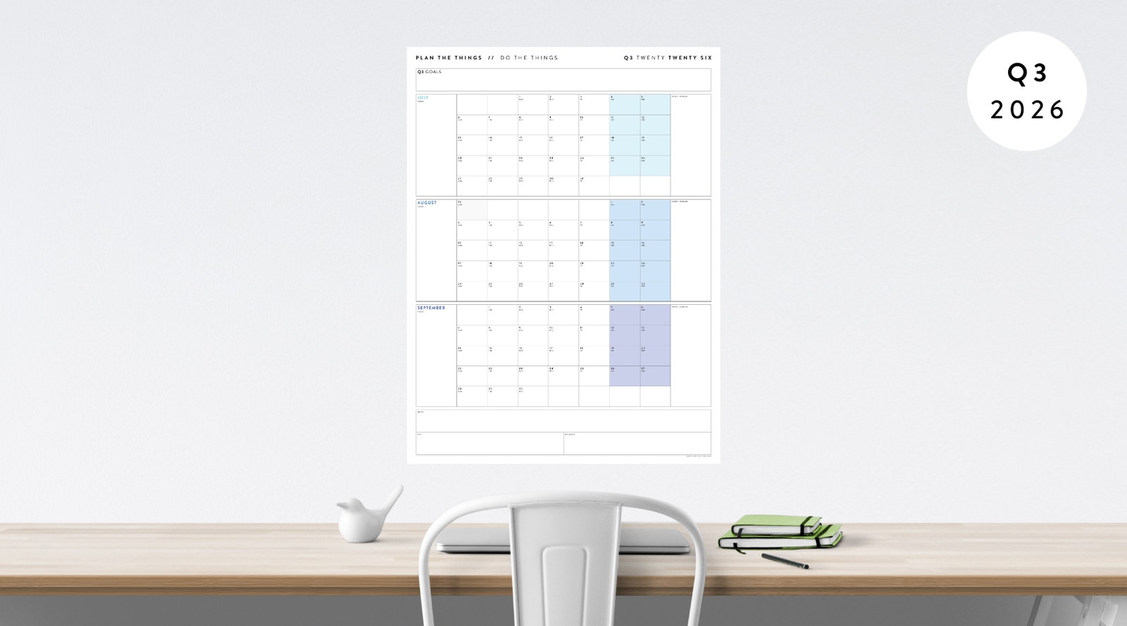 2026 QUARTERLY WALL CALENDARS // Q3 (JULY - SEPTEMBER)