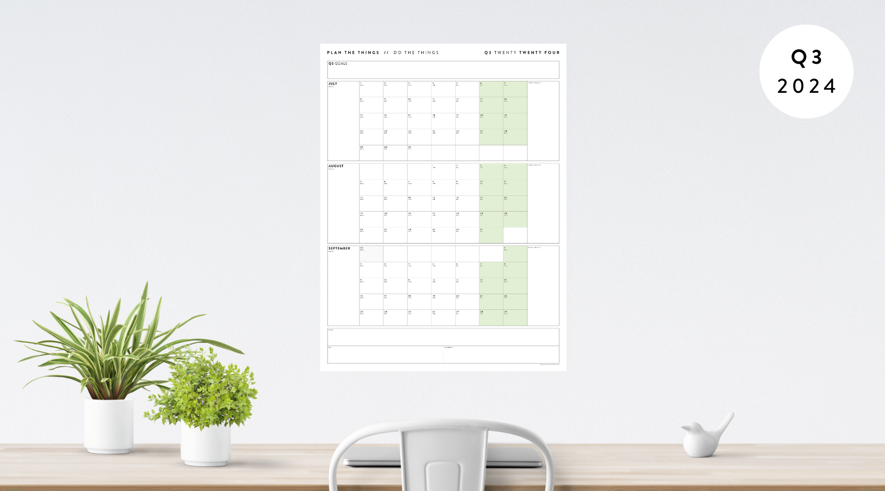 2024 QUARTERLY WALL CALENDARS // Q3 (JULY - SEPTEMBER)