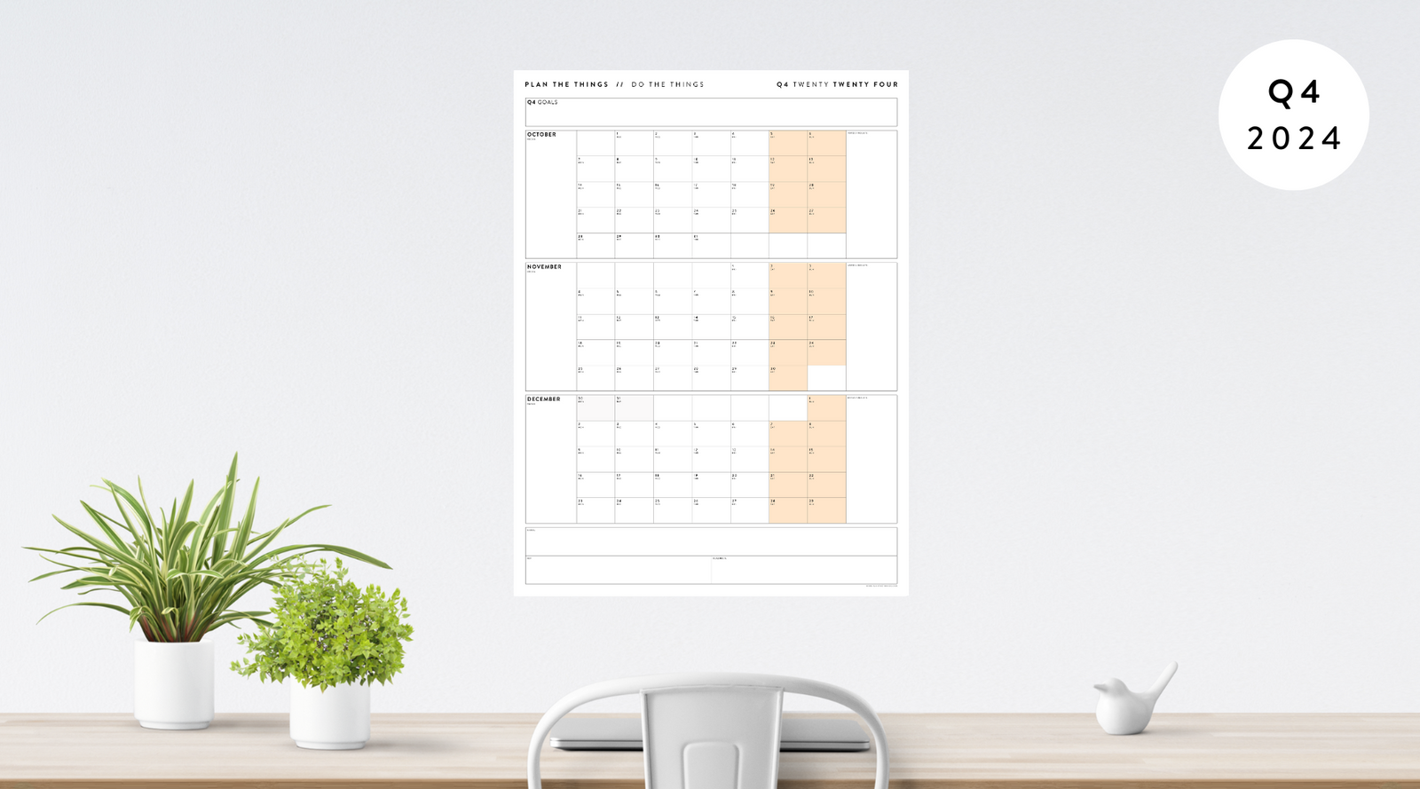 2024 QUARTERLY WALL CALENDARS // Q4 (OCTOBER - DECEMBER)