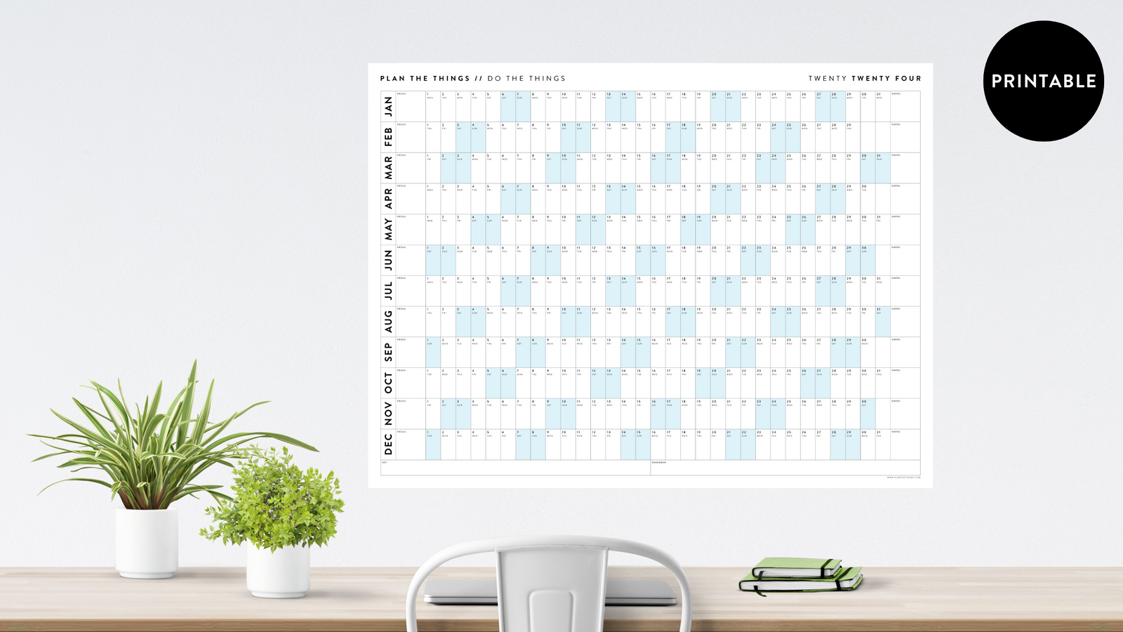 PRINTABLE 2024 ANNUAL CALENDARS // INSTANT DOWNLOAD - Plan The Things printable-2024-annual-calendars-instant-download-plan-the-things