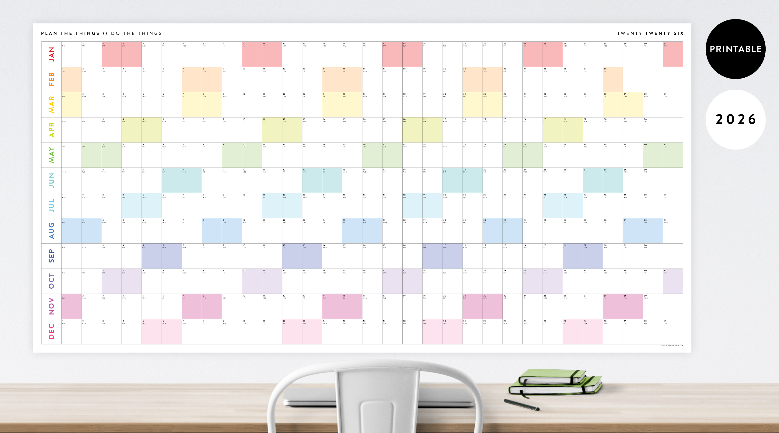 PRINTABLE WALL CALENDARS // INSTANT DOWNLOAD Plan The Things