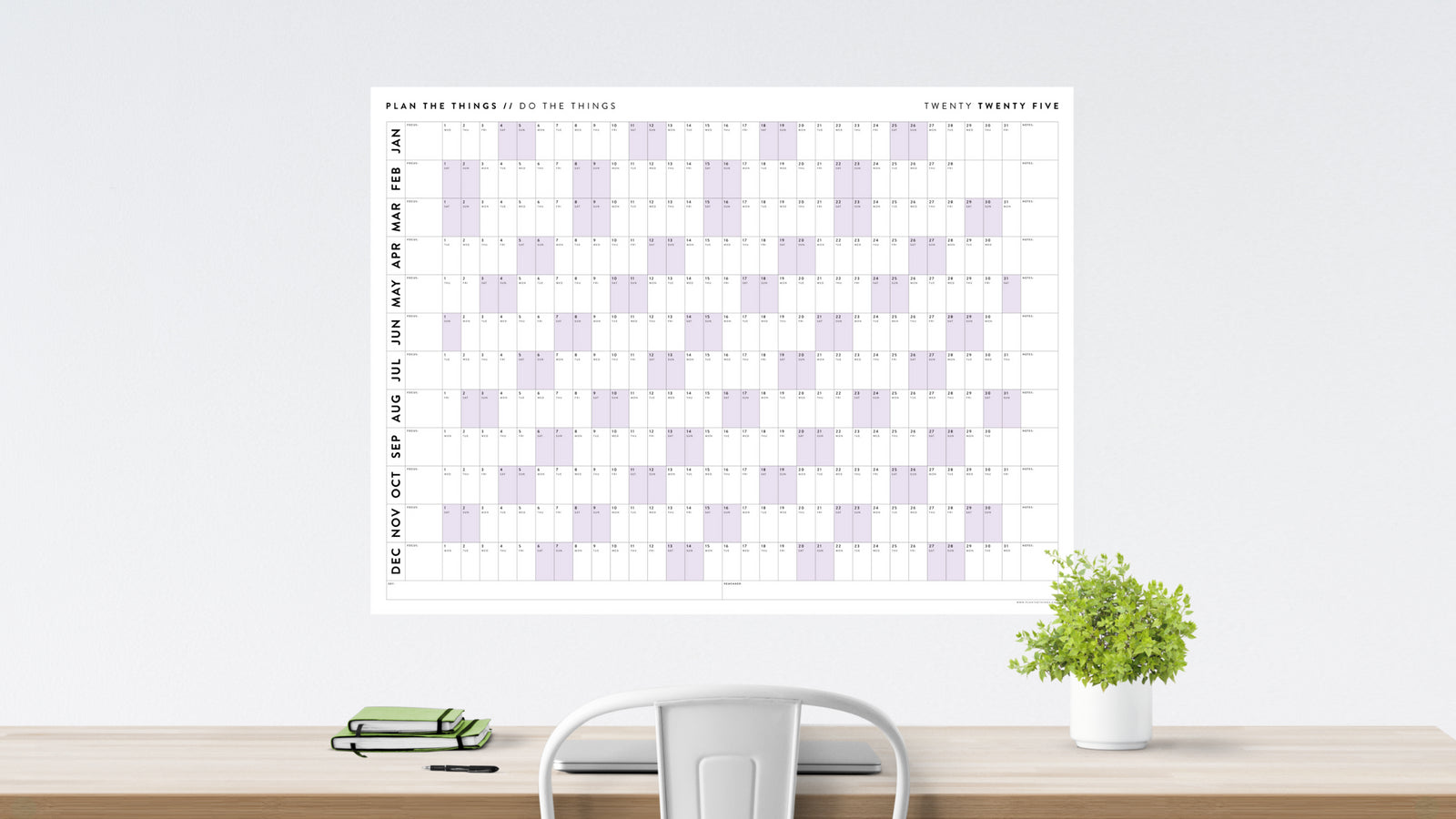 2025 GIANT WALL CALENDARS // HORIZONTAL - Plan The Things
