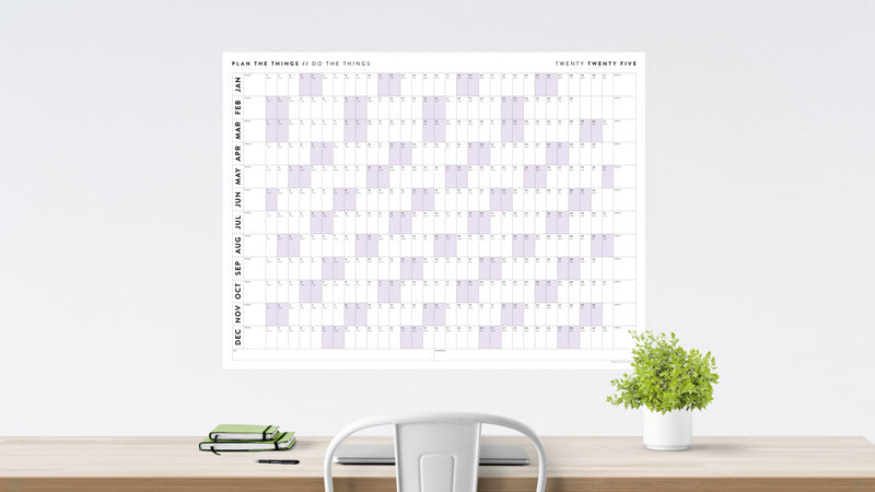 2025 GIANT WALL CALENDARS // HORIZONTAL - Plan The Things