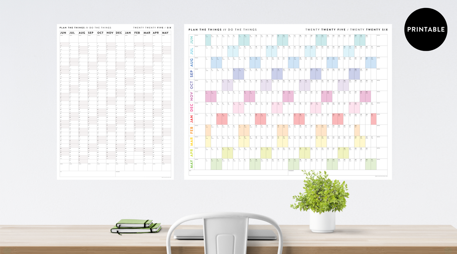 PRINTABLE 2025 - 2026 JUNE START CALENDARS