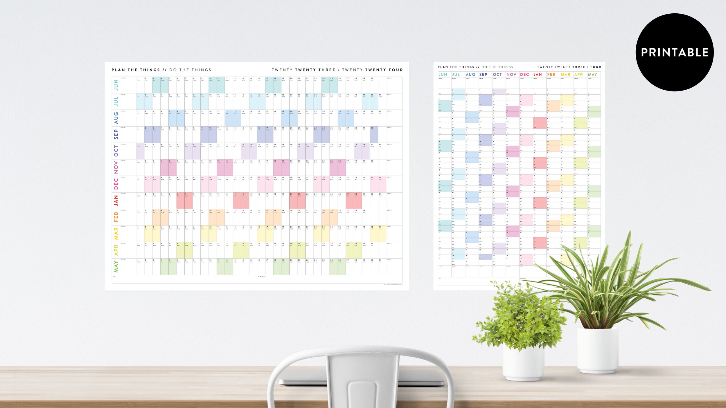 PRINTABLE 2023 / 2024 ACADEMIC CALENDARS (JUNE START) // INSTANT DOWNL