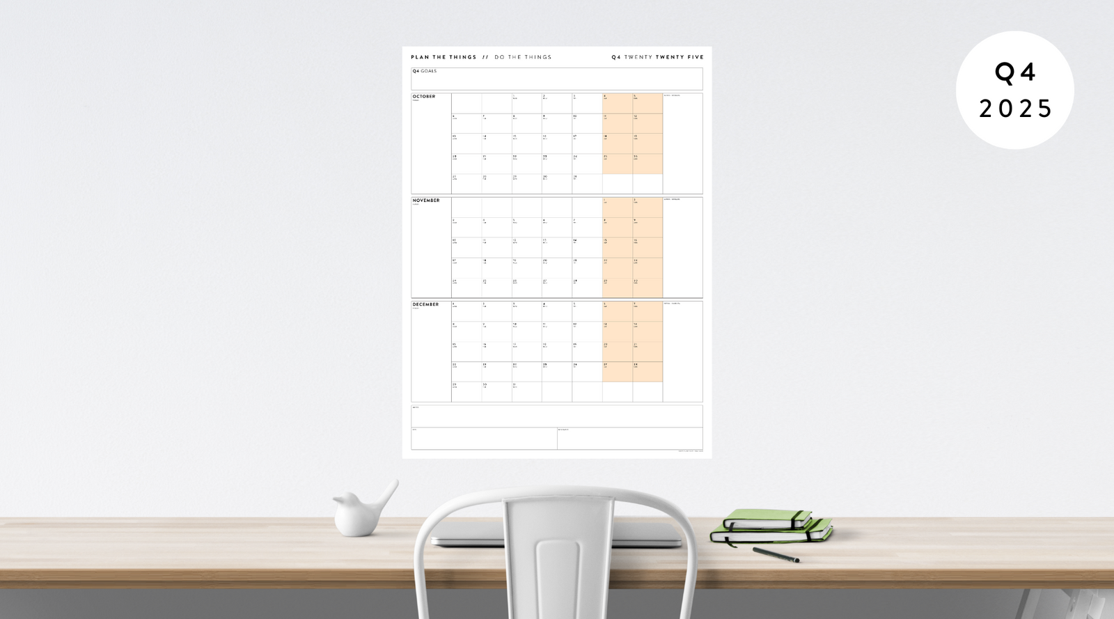 2025 QUARTERLY WALL CALENDARS // Q4 (OCTOBER - DECEMBER)