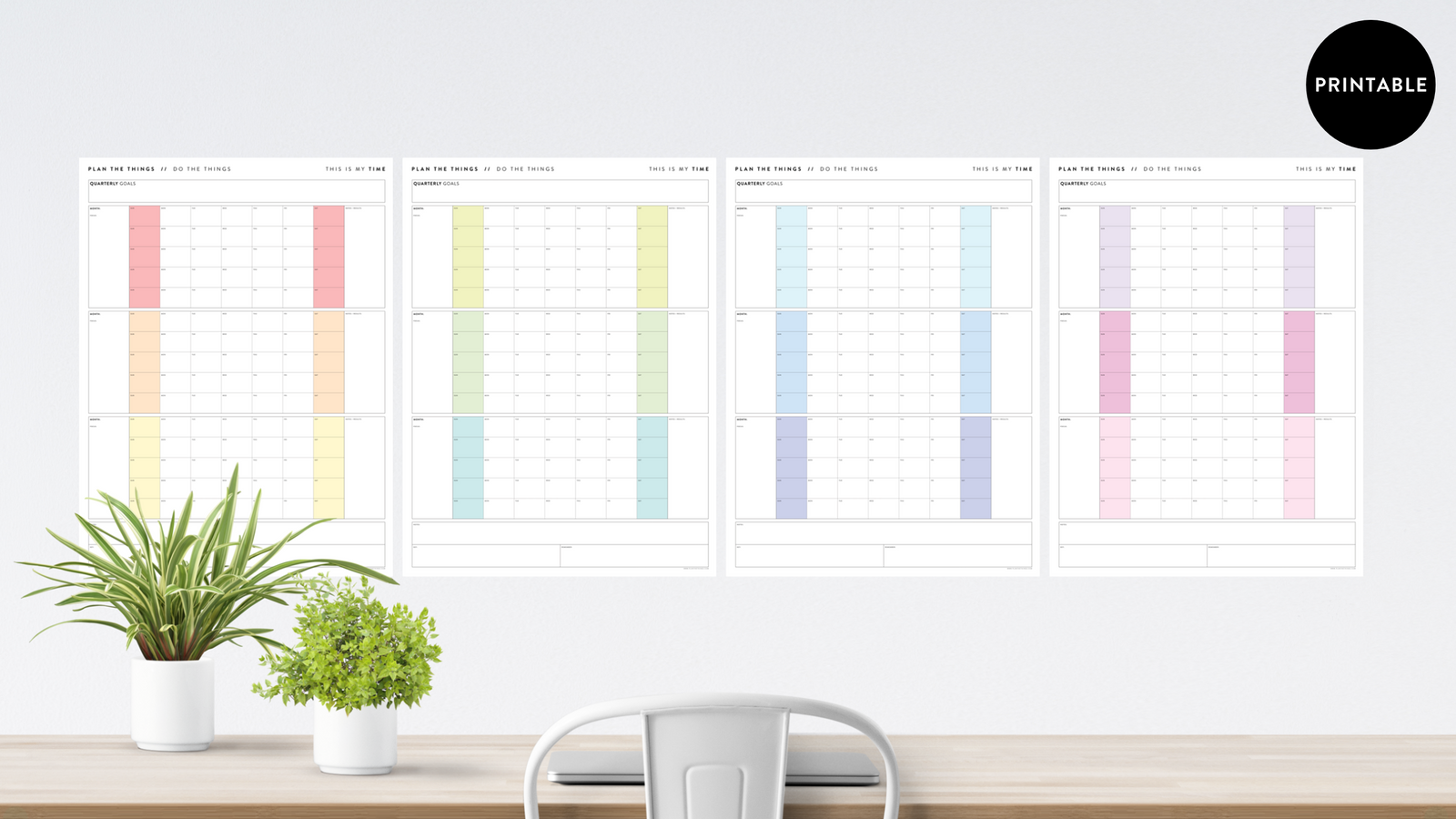 PRINTABLE UNDATED QUARTERLY CALENDARS - SUNDAY START