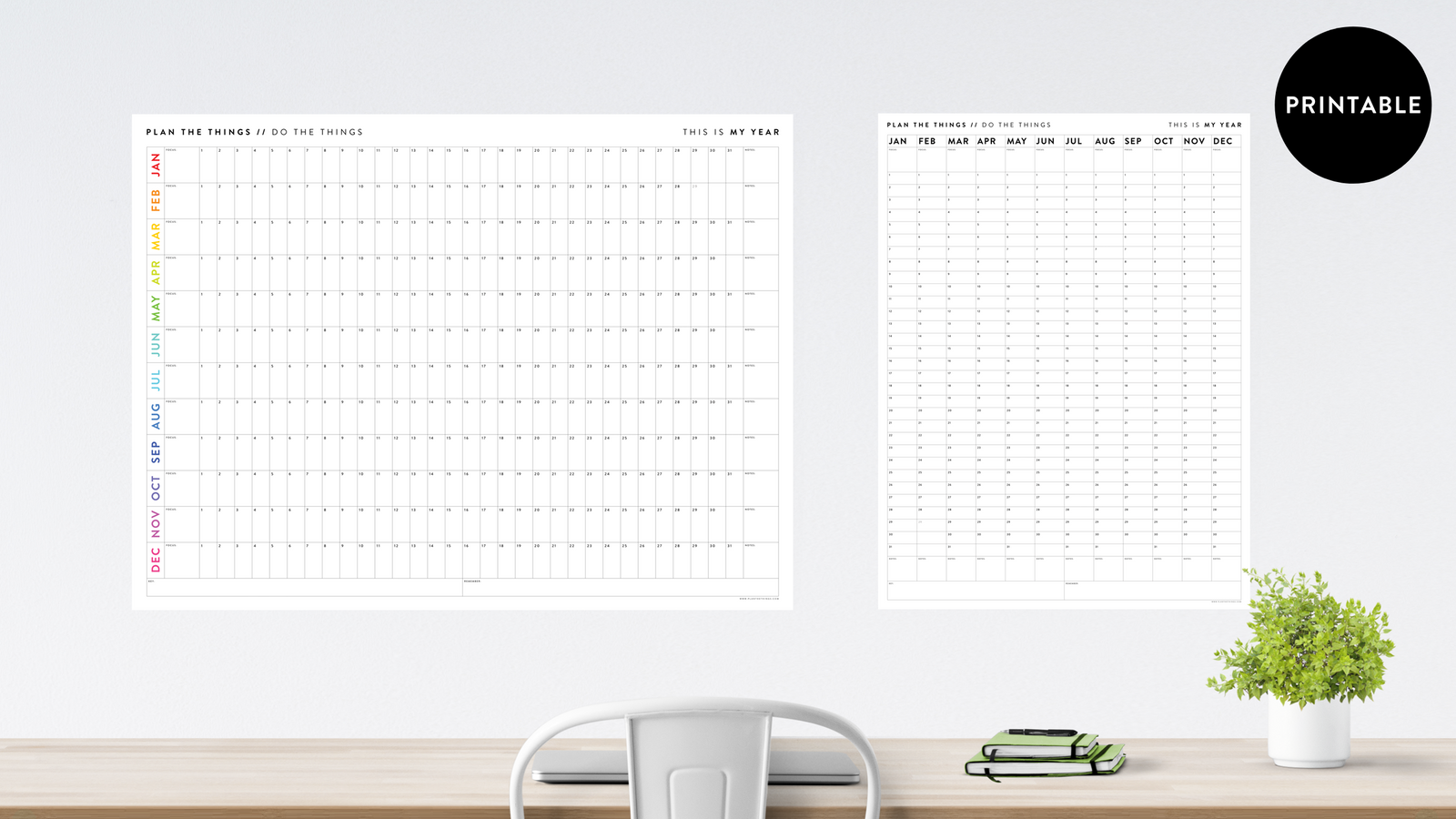 PRINTABLE UNDATED ANNUAL WALL CALENDARS