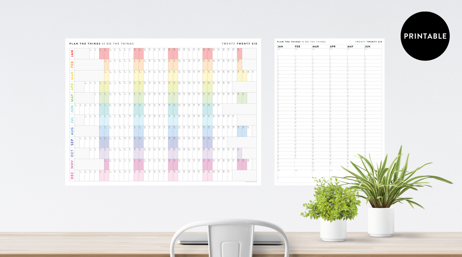 PRINTABLE WALL CALENDARS // INSTANT DOWNLOAD - Plan The Things printable-wall-calendars-instant-download-plan-the-things