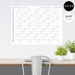 2023 / 2024 ACADEMIC WALL CALENDAR (SEPTEMBER START) | HORIZONTAL WITH GRAY / GREY WEEKENDS