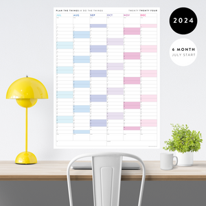 SIX MONTH 2024 GIANT WALL CALENDAR (JULY TO DECEMBER) WITH RAINBOW WEEKENDS