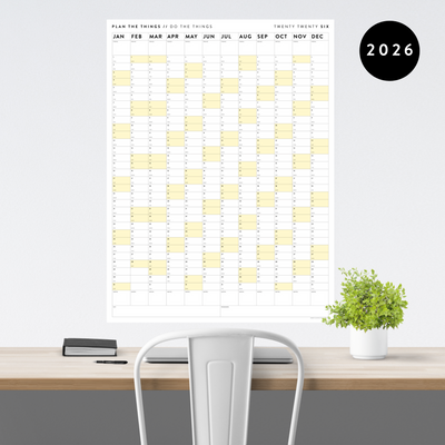 PRINTABLE VERTICAL 2026 WALL CALENDAR WITH YELLOW WEEKENDS - INSTANT D ...