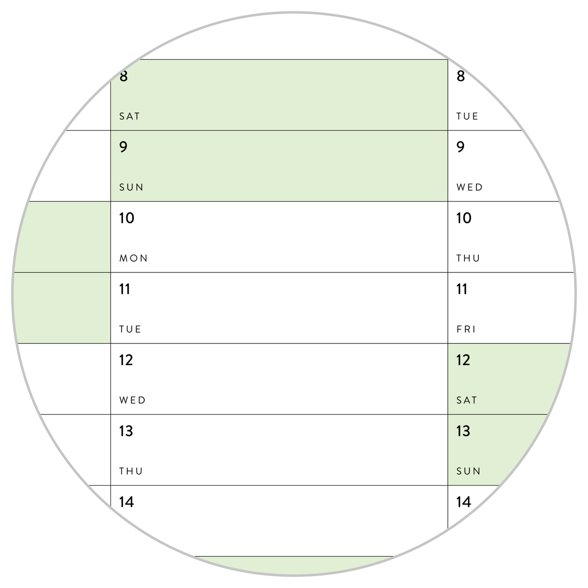 SIX MONTH 2026 GIANT WALL CALENDAR (JULY TO DECEMBER) WITH GREEN WEEKENDS