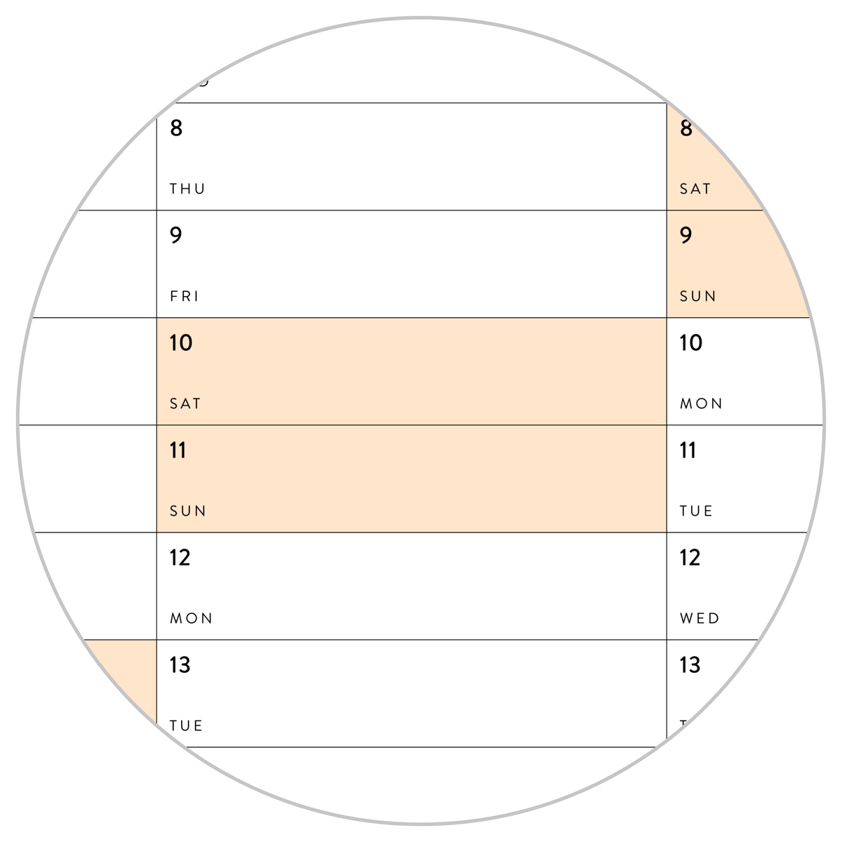 PRINTABLE SIX MONTH 2026 ACADEMIC YEAR WALL CALENDAR SET WITH ORANGE WEEKENDS - INSTANT DOWNLOAD