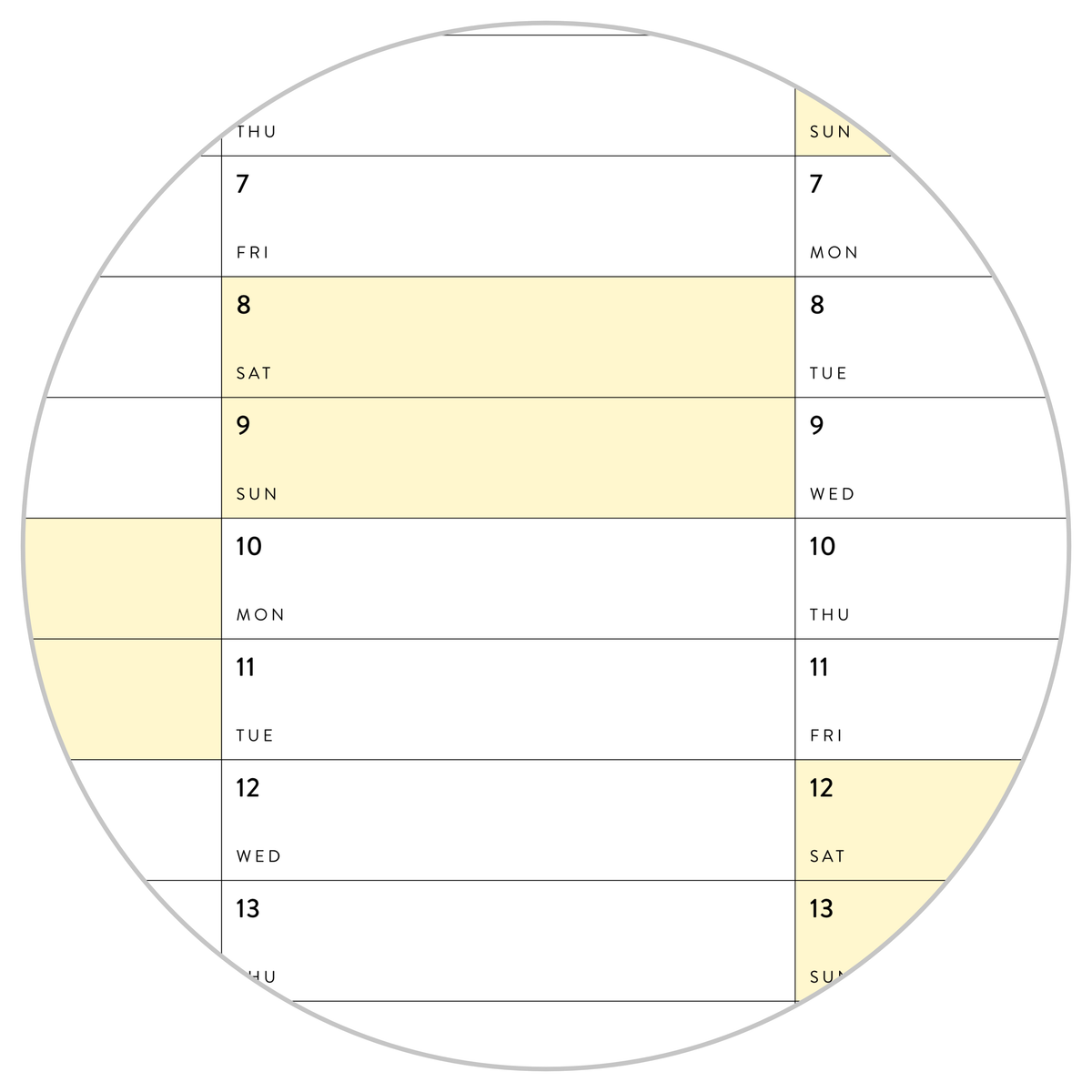 PRINTABLE SIX MONTH 2025 WALL CALENDAR (JANUARY TO JUNE) WITH YELLOW WEEKENDS - INSTANT DOWNLOAD