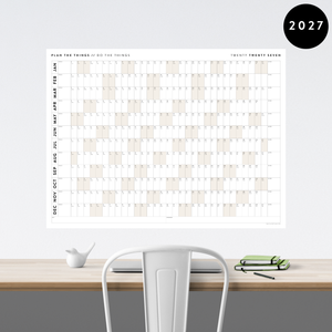 GIANT 2027 ANNUAL WALL CALENDAR | HORIZONTAL WITH BEIGE WEEKENDS