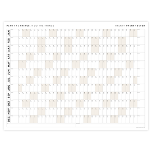 GIANT 2027 ANNUAL WALL CALENDAR | HORIZONTAL WITH BEIGE WEEKENDS