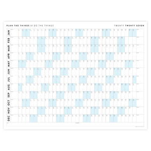 GIANT 2027 ANNUAL WALL CALENDAR | HORIZONTAL WITH BLUE WEEKENDS