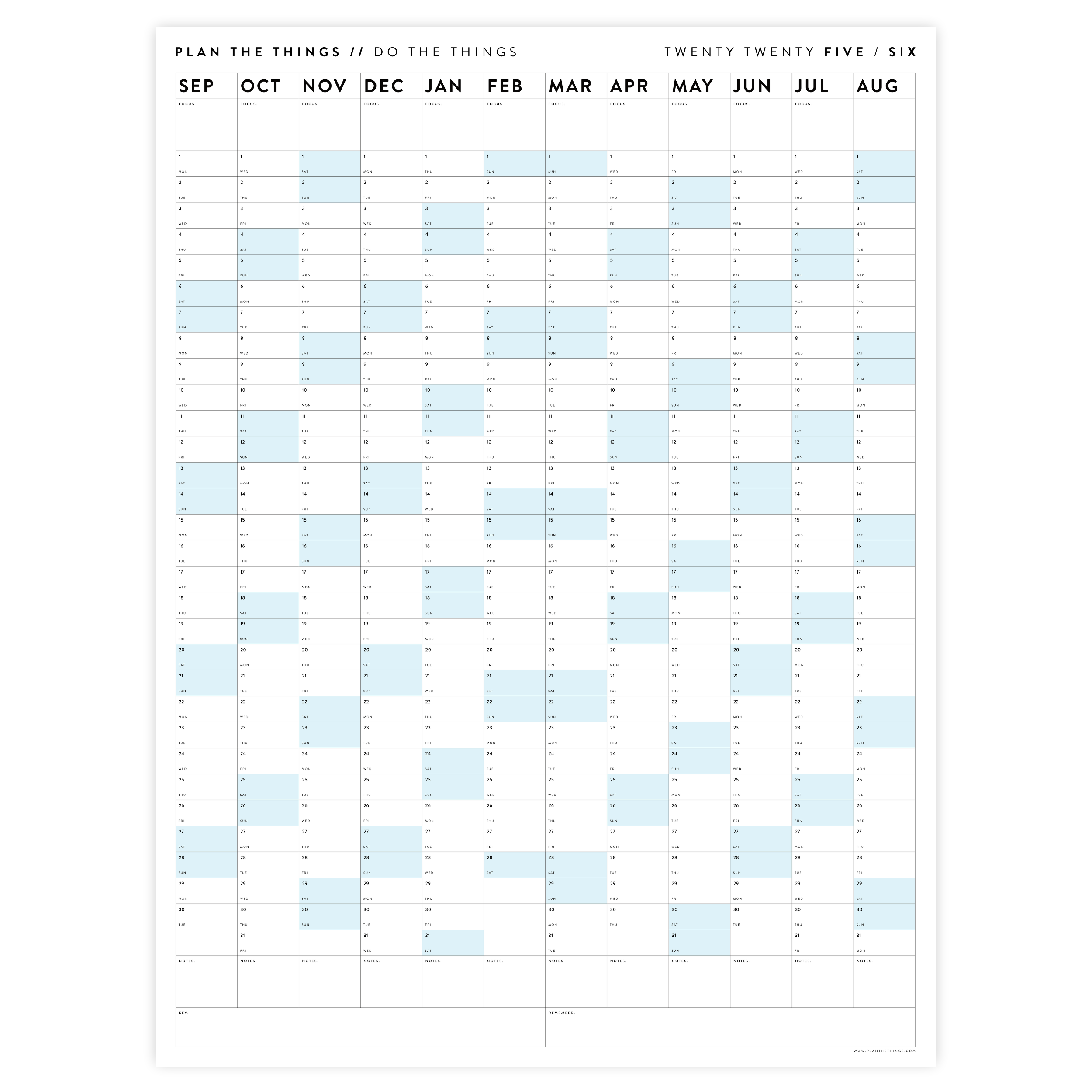 PRINTABLE 2025 - 2026 ACADEMIC WALL CALENDAR (SEPTEMBER START) | VERTI