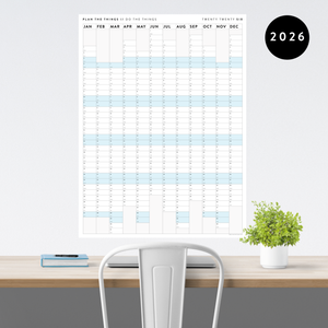 NEW! PRINTABLE VERTICAL 2026 WALL CALENDAR WITH ALIGNED BLUE WEEKENDS - INSTANT DOWNLOAD