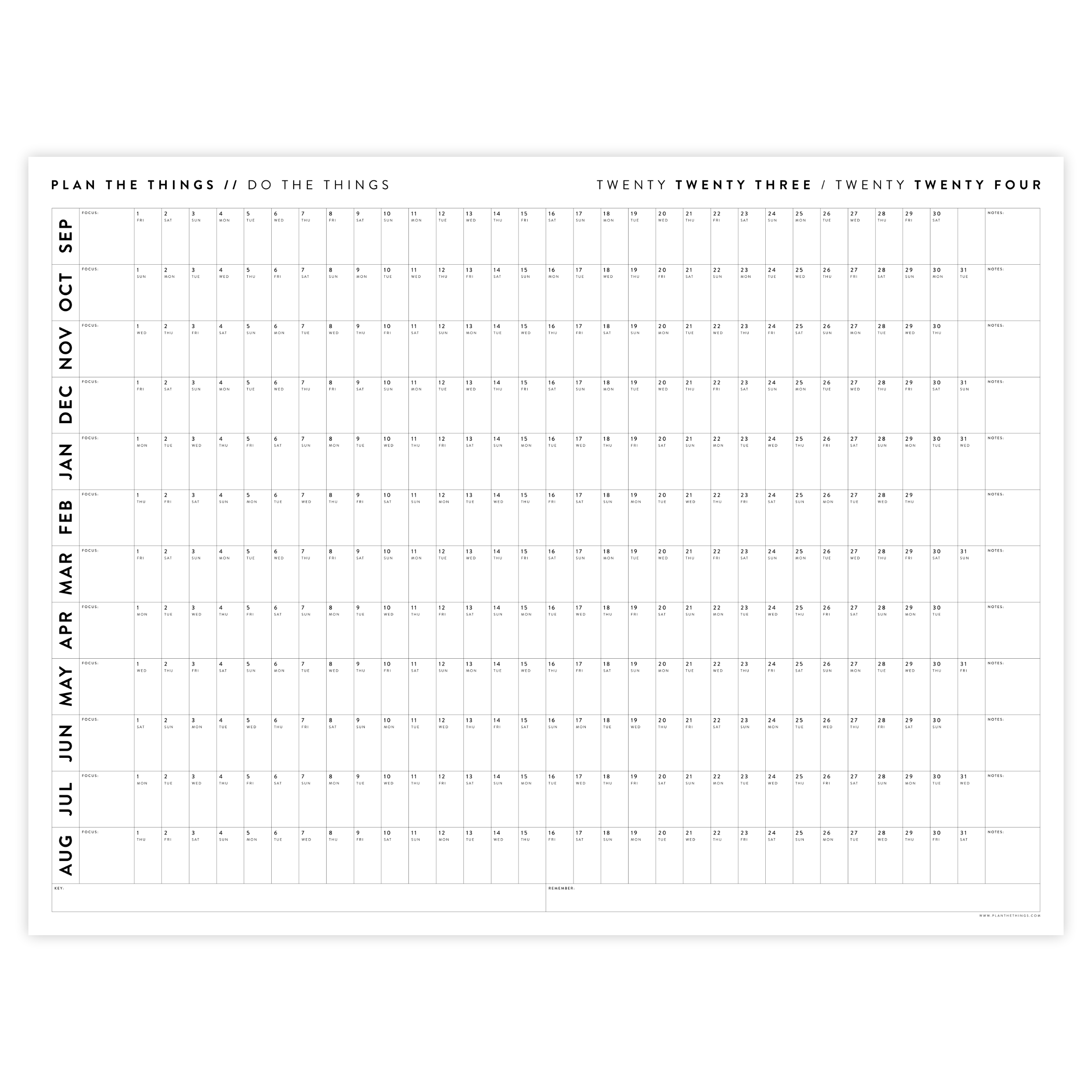 PRINTABLE 2023 / 2024 MINIMALIST ACADEMIC WALL CALENDAR (SEPTEMBER STA