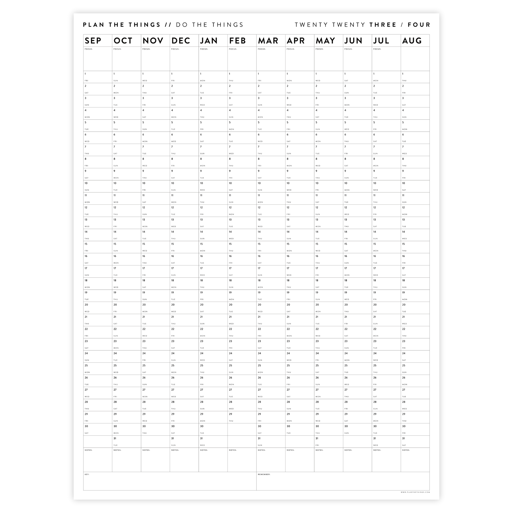 PRINTABLE 2023 / 2024 MINIMALIST ACADEMIC WALL CALENDAR (SEPTEMBER START) | VERTICAL - INSTANT DOWNLOAD